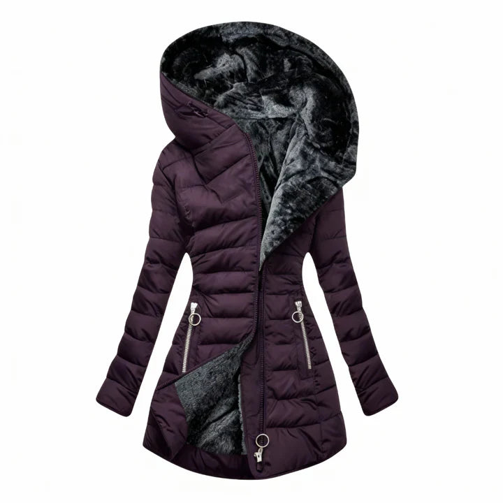 Manteau matelassé imperméable en cachemire à capuche