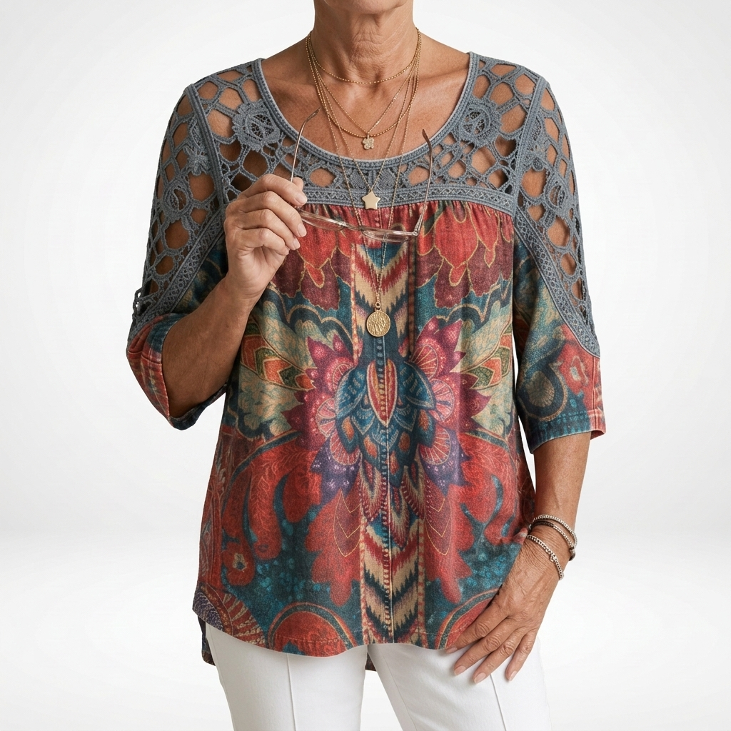 Zénaïde — Blouse imprimée ethnique bohème féminité naturelle