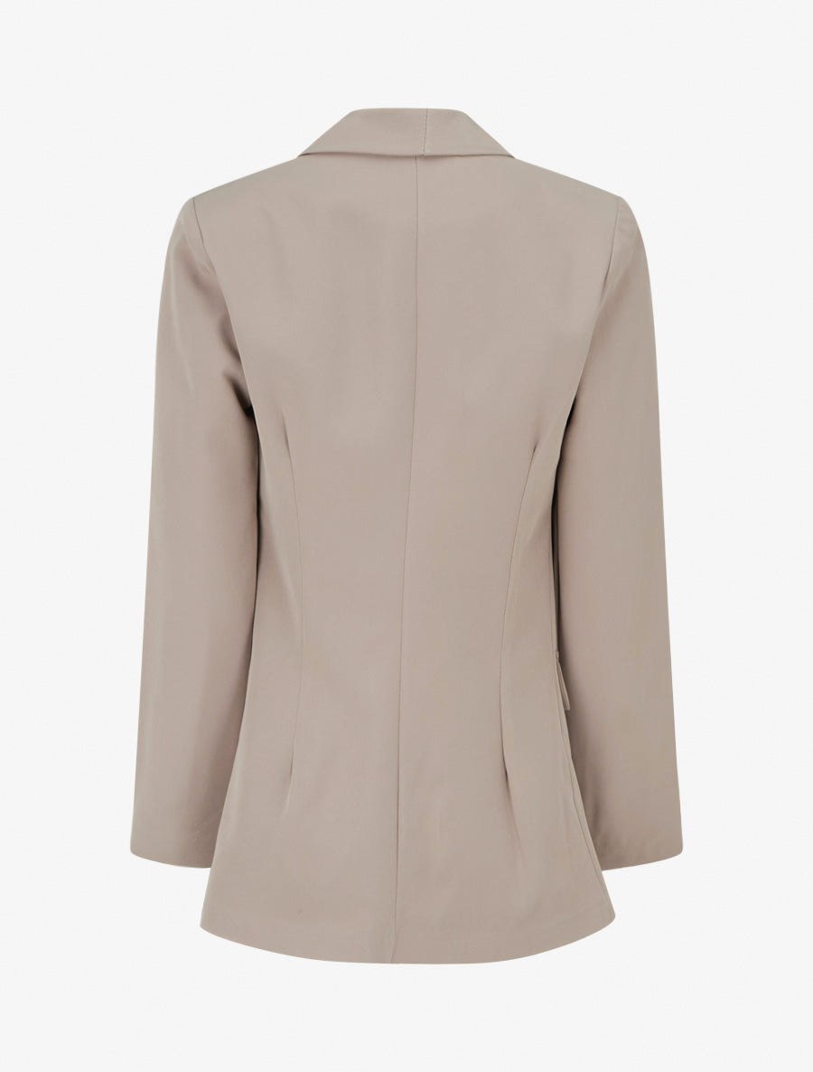 Blazer uni à poches décoratives - Taupe - 2