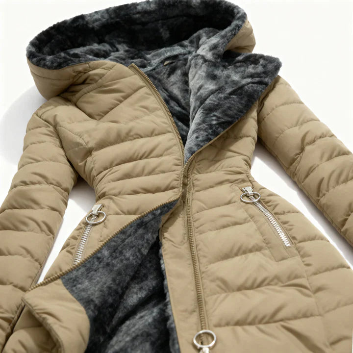 Manteau matelassé imperméable en cachemire à capuche