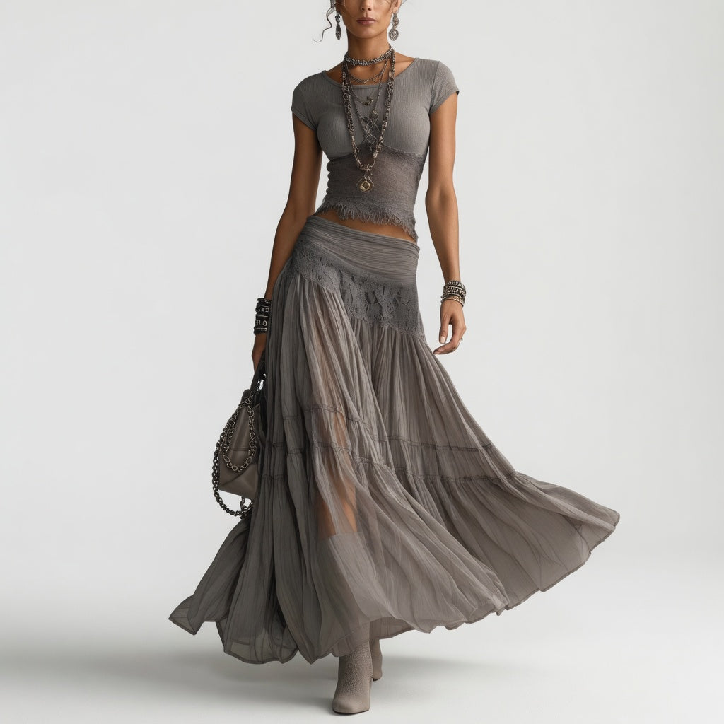 Griseline — Ensemble voile fluide gris poétique élégance éthérée