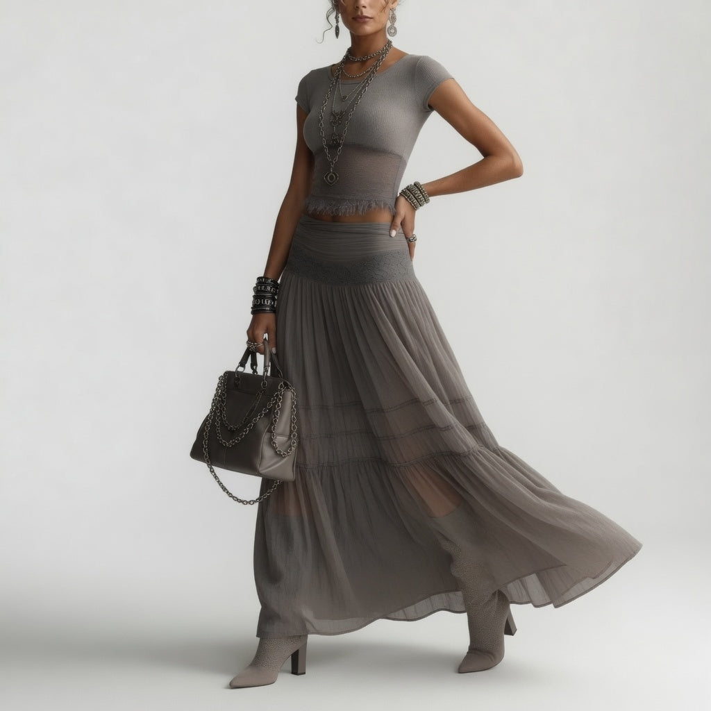 Griseline — Ensemble voile fluide gris poétique élégance éthérée