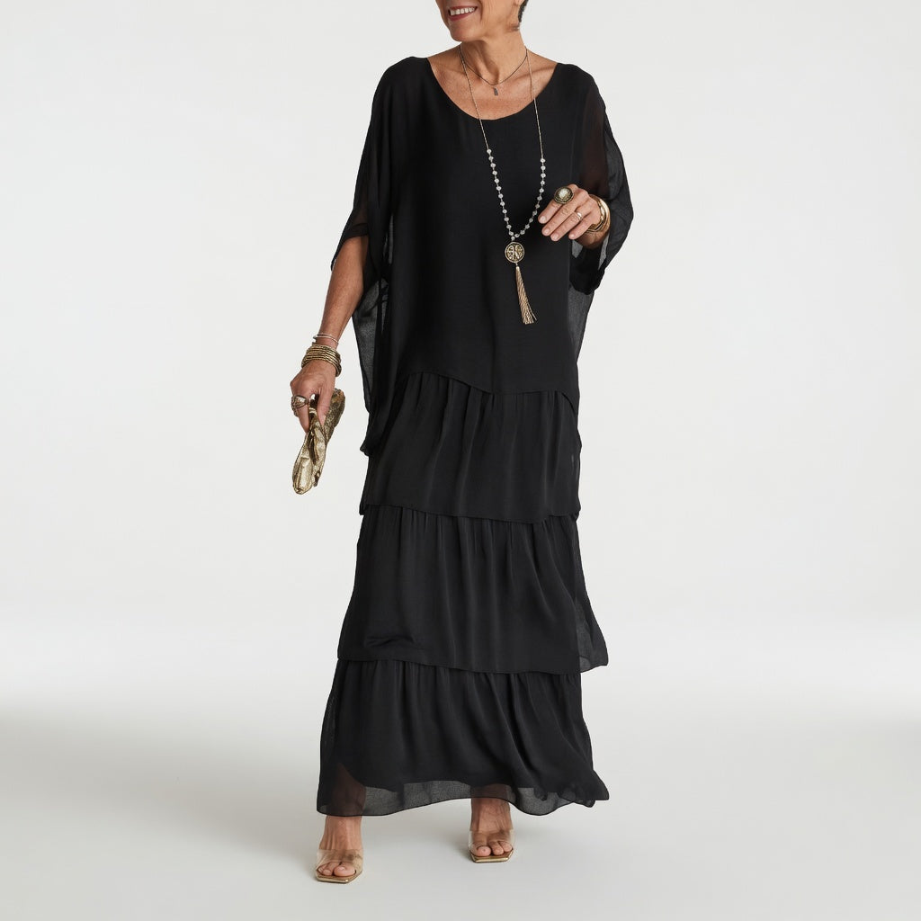 Émeline — Robe maxi fluide à volants bohème