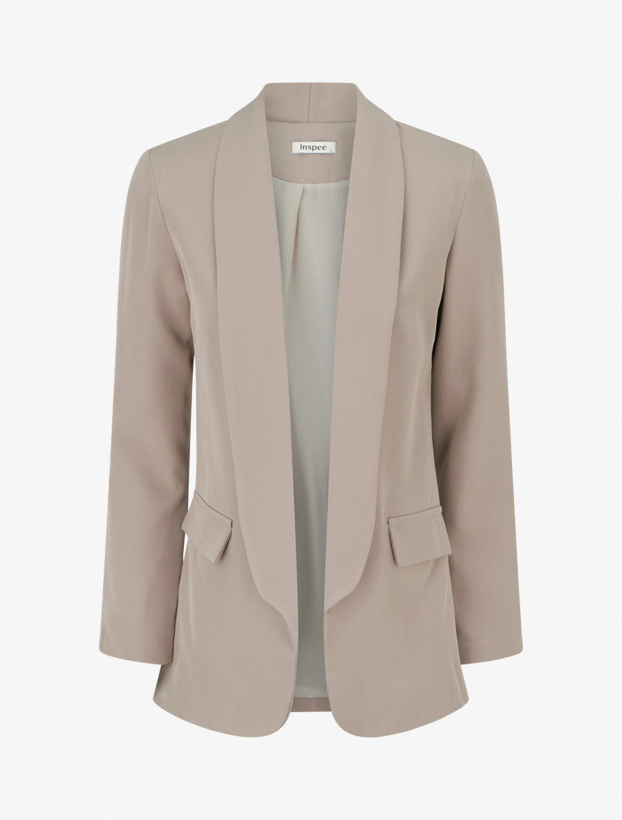 Blazer uni à poches décoratives - Taupe - 1